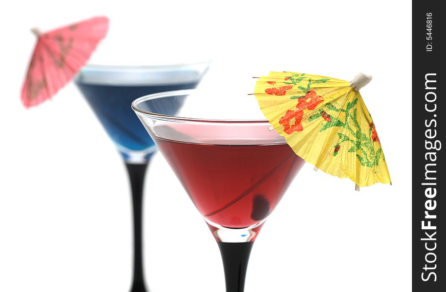 Two Cocktails Isolated On White