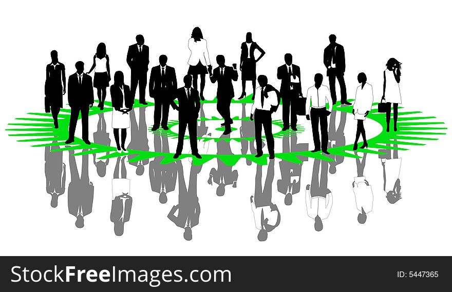 Illustration of business people, green