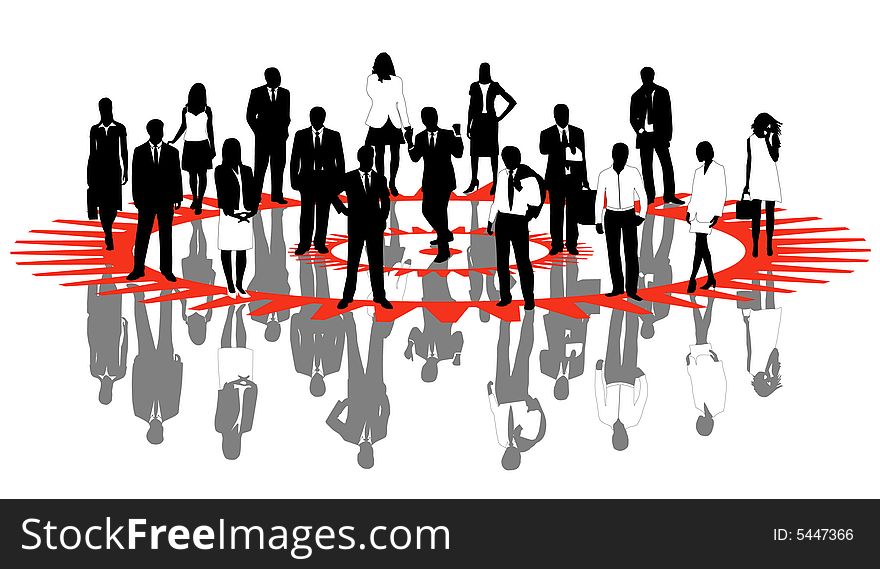 Illustration of business people and shadows