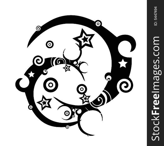 Design elements with spirals and stars