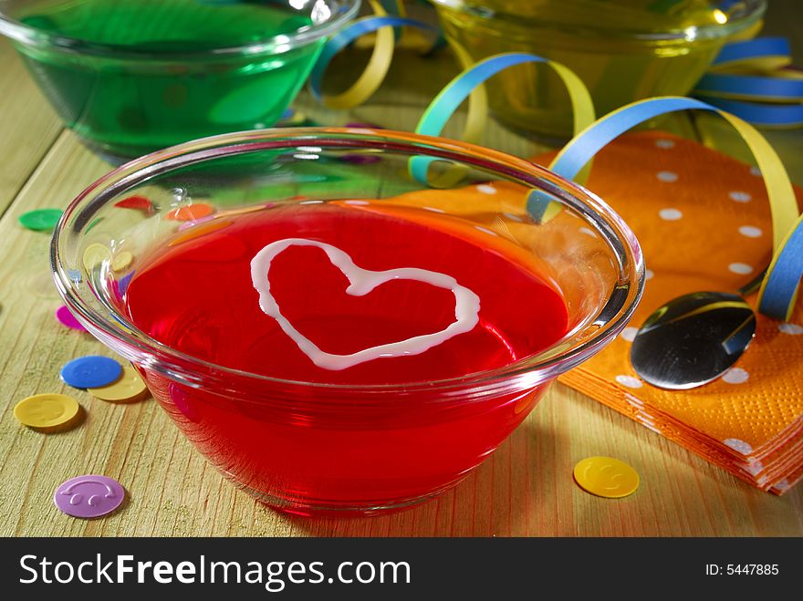 Red jelly with a heart