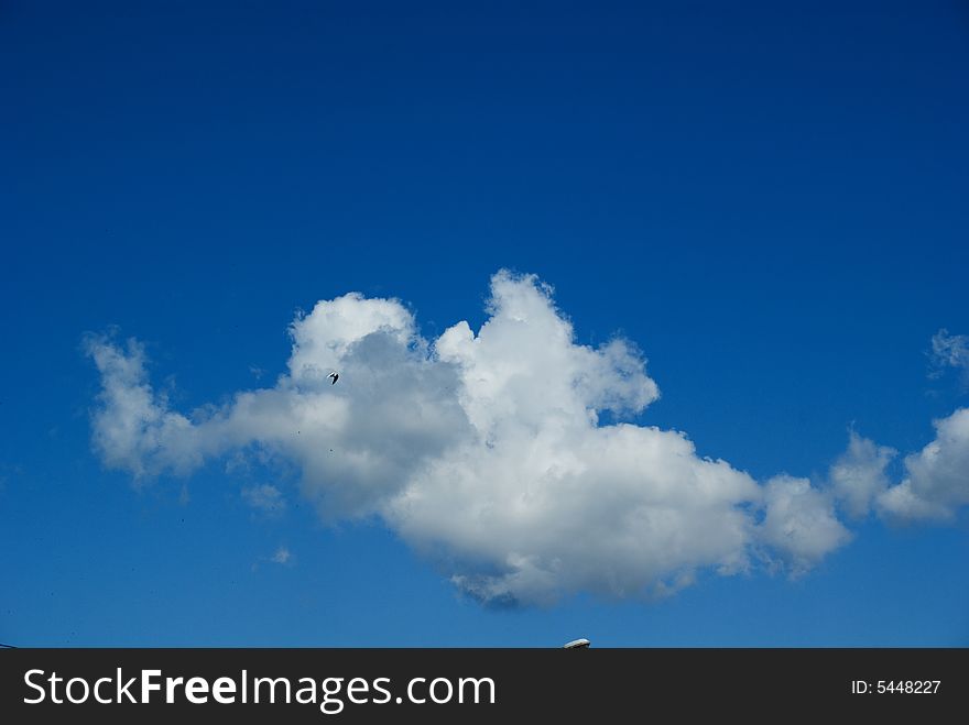 Blue sky and white clouds.