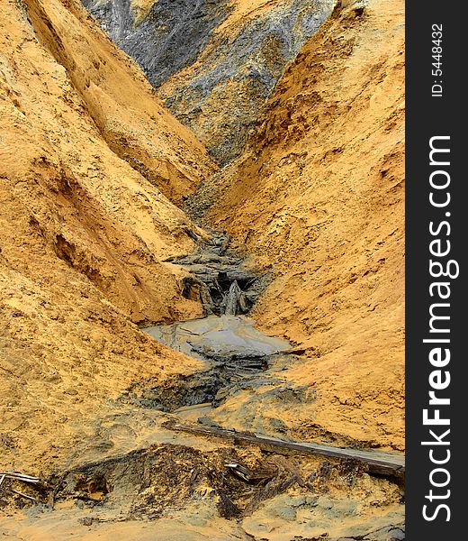 Copper color wastes on a deserted copper mine. Copper color wastes on a deserted copper mine