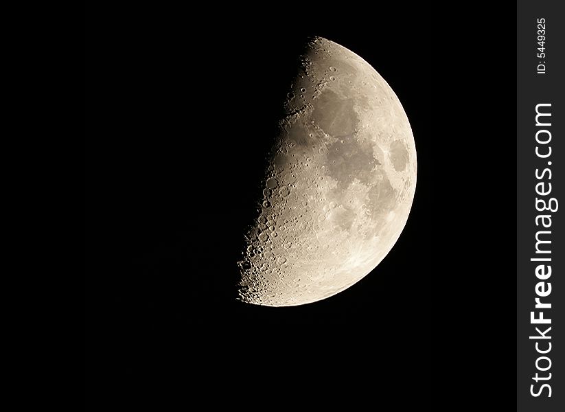 This is an image of a waxing moon as seen through a 8 inch Schmidt and Casgrain telescope.