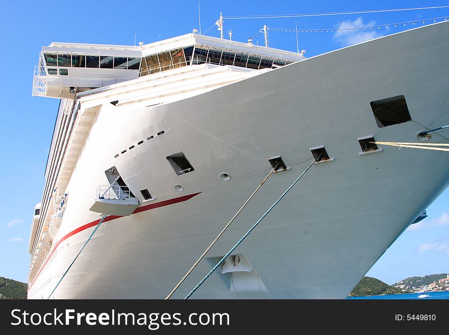 Caribbean Cruise Ship docked on the island of St. Thomas