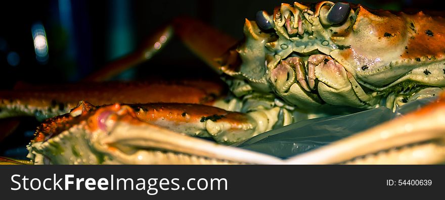 Crab waiting when cooked. Kamchatka