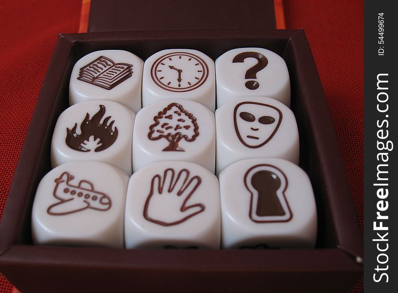 Set of cubes with symbols for creative family games. Set of cubes with symbols for creative family games