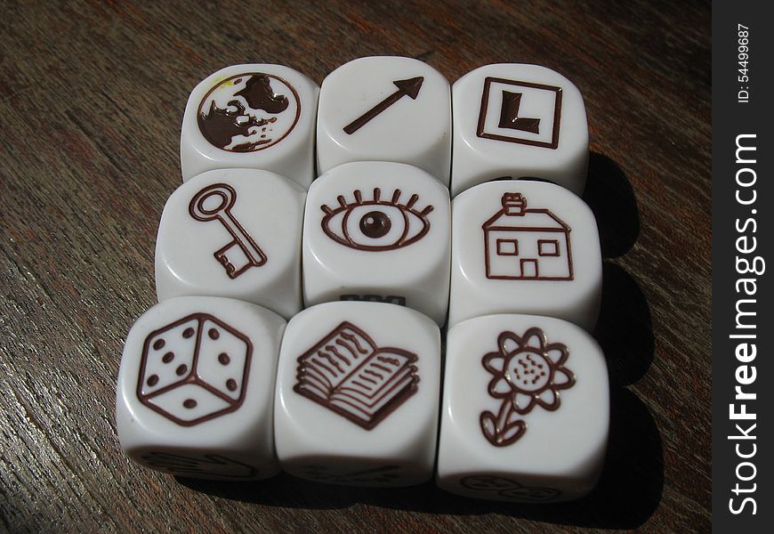 Set of cubes with symbols for creative family games. Set of cubes with symbols for creative family games
