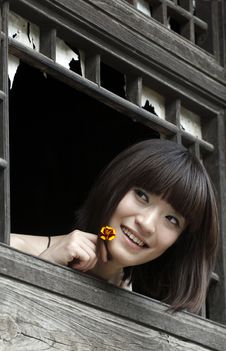 Ancient Window In Girl.. Stock Photo Ancient Window In Girl.. Stock Photo