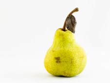 Pear With Dried Leaf On Stalk Royalty Free Stock Images