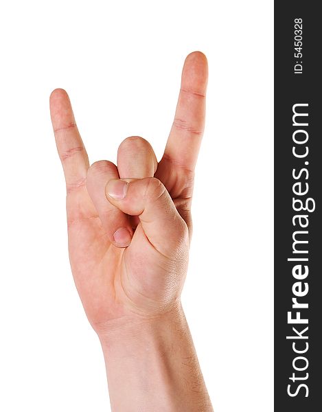 Victory gesture  isolated over white