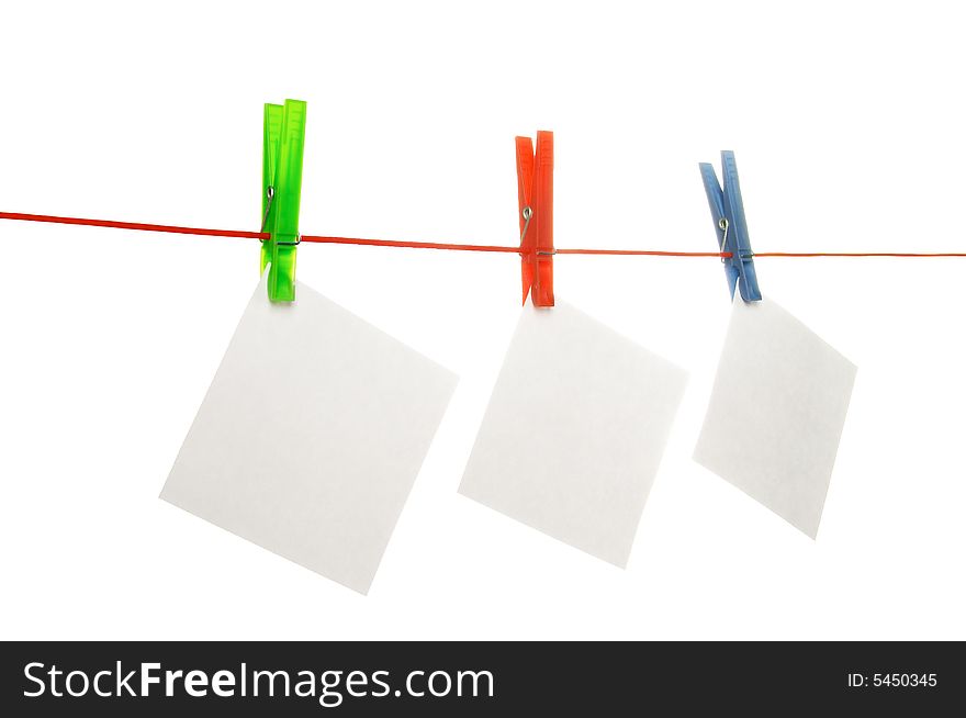 Hinging notes isolated over white