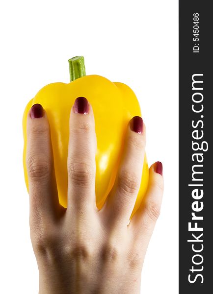 Yellow Pepper In A Womanish Hand