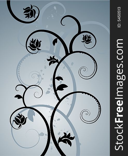 Floral background, ornament, branch, 2d