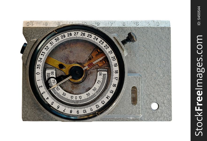 Old style silver compass on white background. Old style silver compass on white background