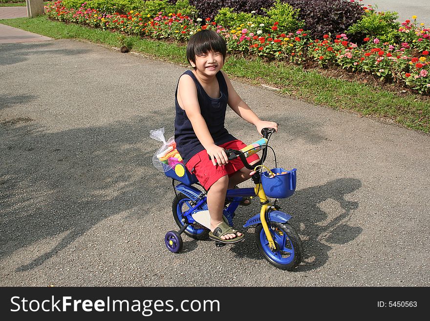 Boy cycling