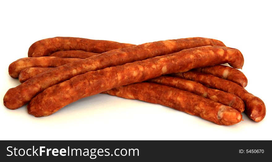 Smoked huntings sausages of little size
