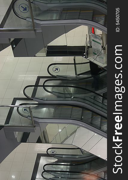Modern escalators of business-center of sale of cars