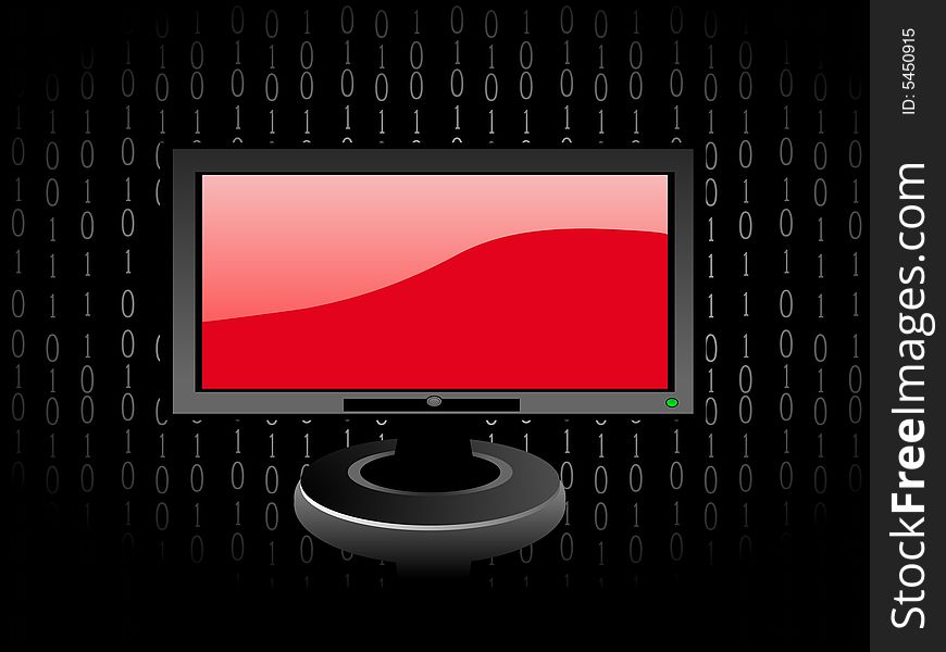 Monitor on digital abstract background