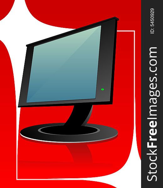 Flat monitor on abstract background