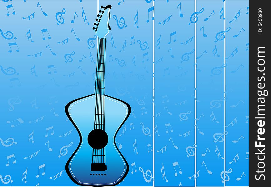 Illustration of guitar on musical background