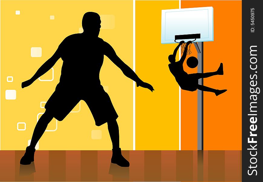 Basket ball players on isolated background