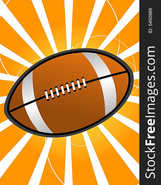 Football on sunburst background with abstract background