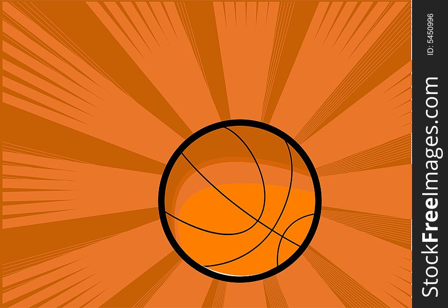 Basketball on sunburst background with abstract background