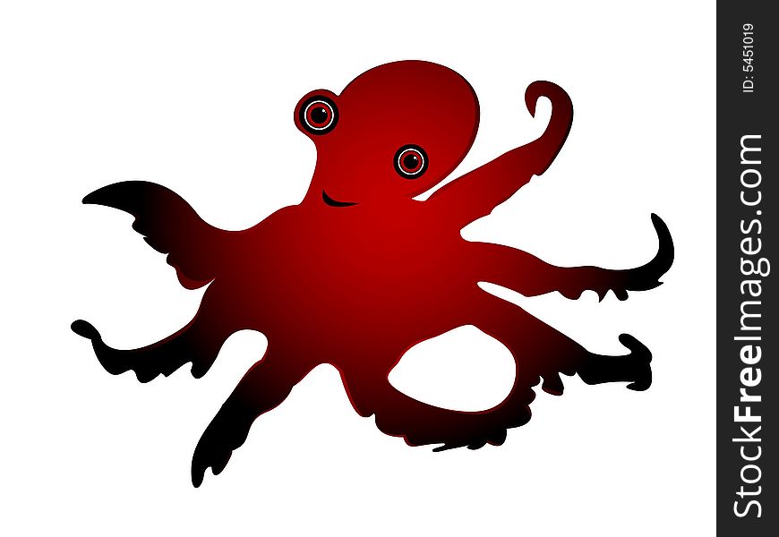 Octopus on isolated background with abstract background