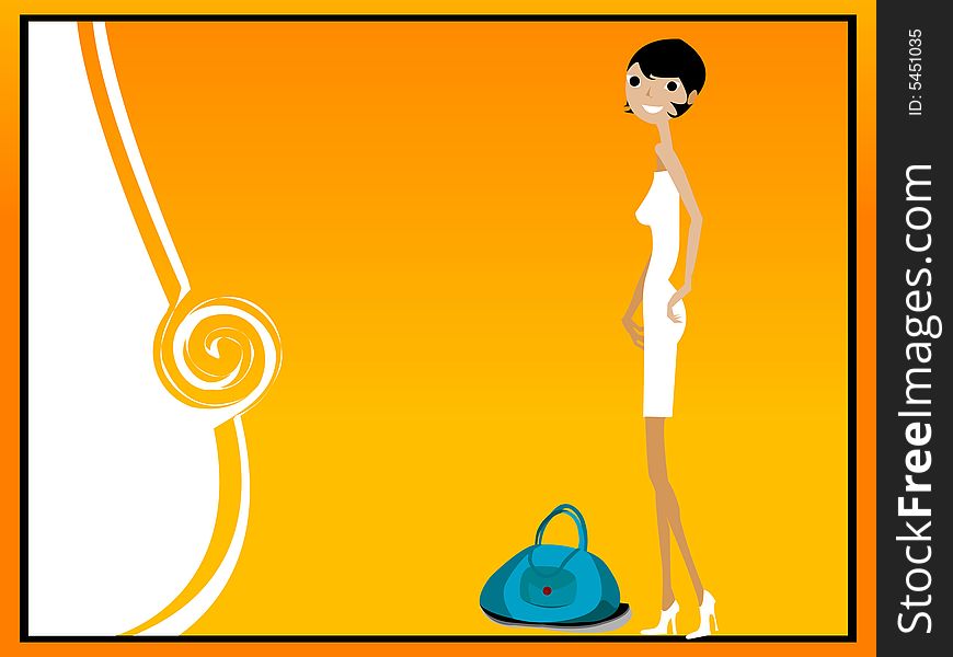 Lady with purse on gradient background