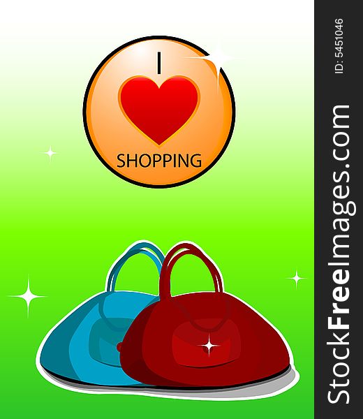 Love shopping symbole with purse on gradient background