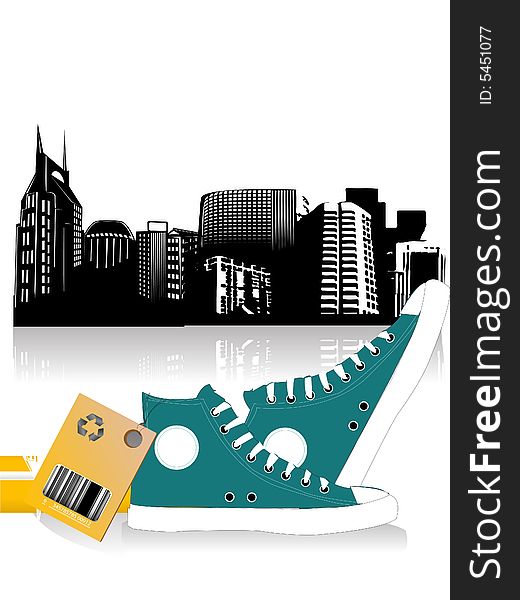 Pari Of Shoe With City