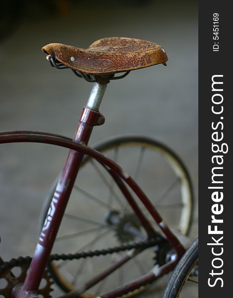 Seat of children's antique metal bicycle. Seat of children's antique metal bicycle