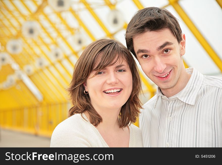 Young pair on footbridge