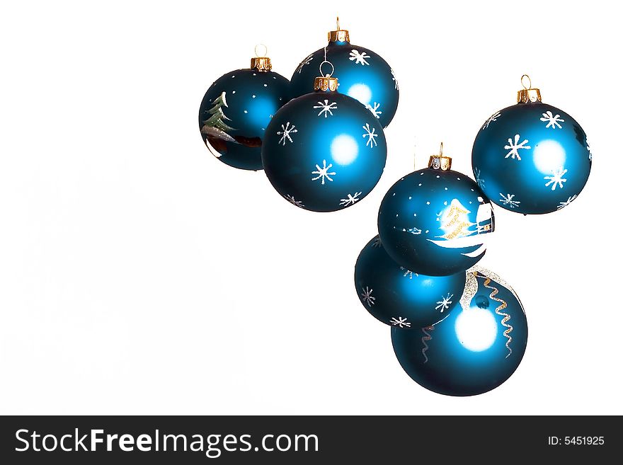 Colorful christmas balls against the white  background