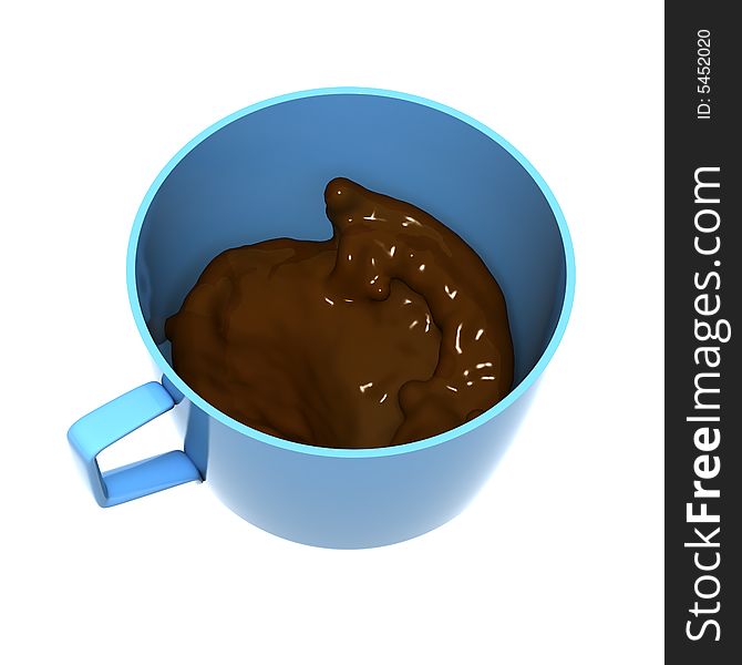 The three-dimensional model - a brown liquid rages in a cup. The three-dimensional model - a brown liquid rages in a cup.