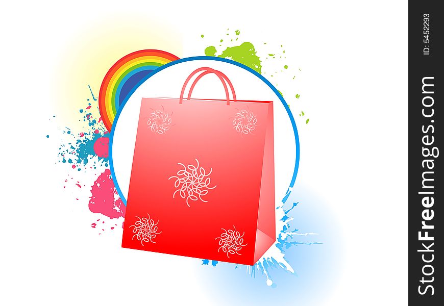 Shopping bag on abstract background