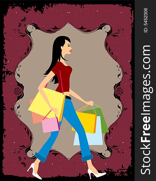 Female with shopping bags