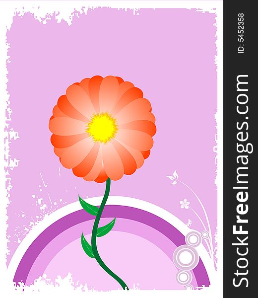 Blooming flower on abstract background