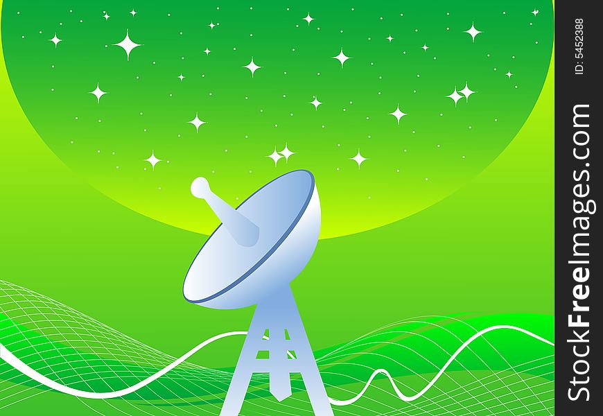 Satellite antenna on curvy background