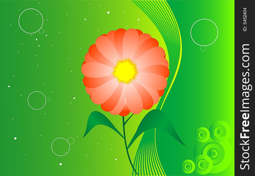 Flower and leaves on gradient background