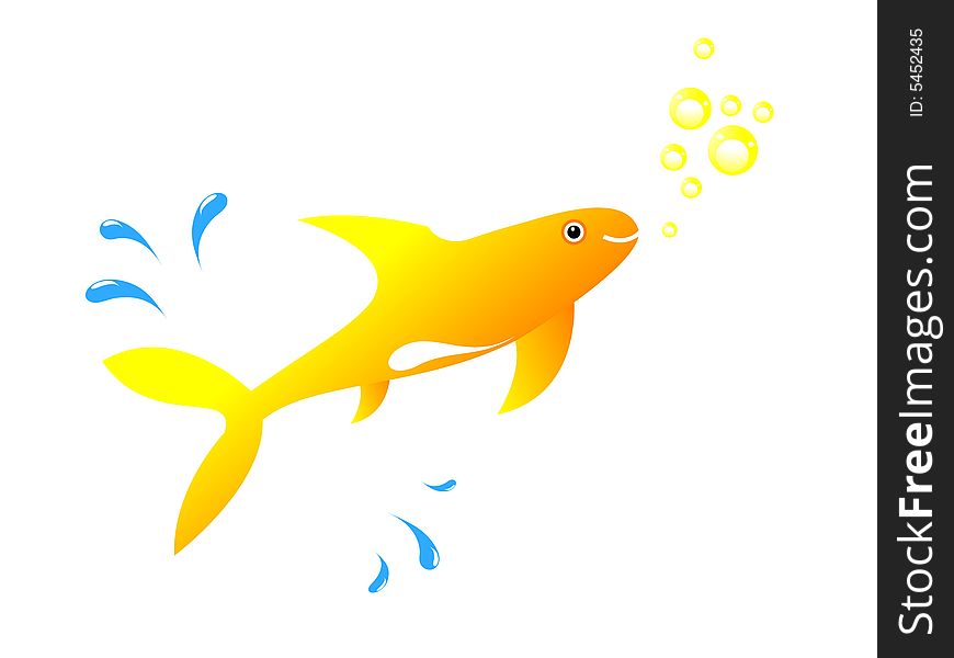 Fish with bubble on isolated background