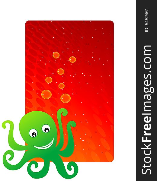Octopus with bubbles on abstract background. Octopus with bubbles on abstract background