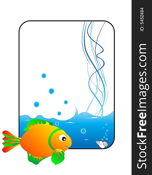 Little fish with waves on rectangular background. Little fish with waves on rectangular background