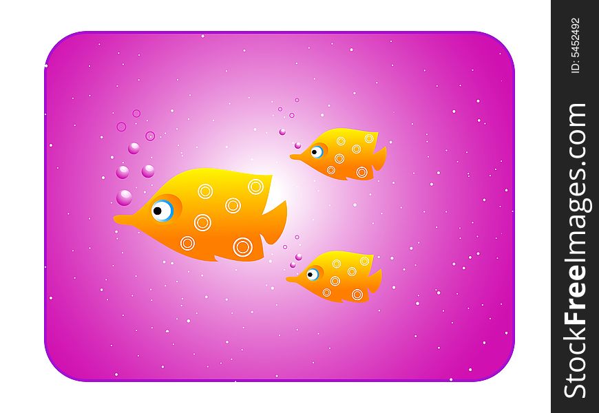 Fish with bubbles on dotted background. Fish with bubbles on dotted background