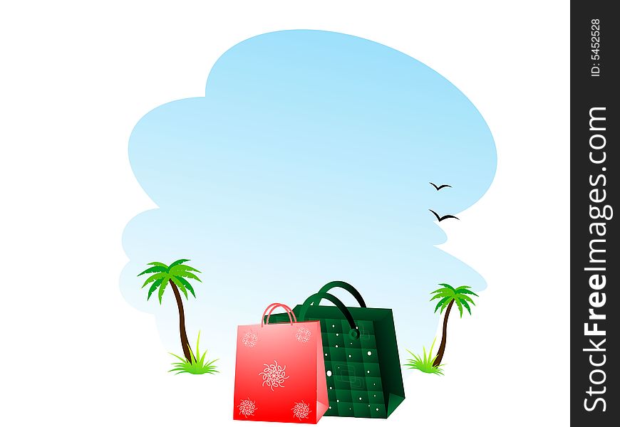 Shopping bags on natural background