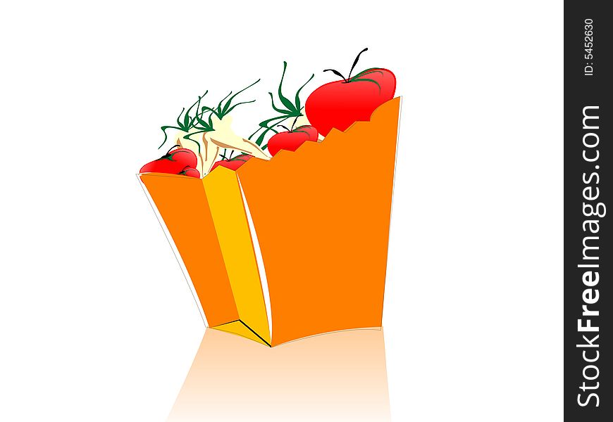 Vegetable in packet on isolated background