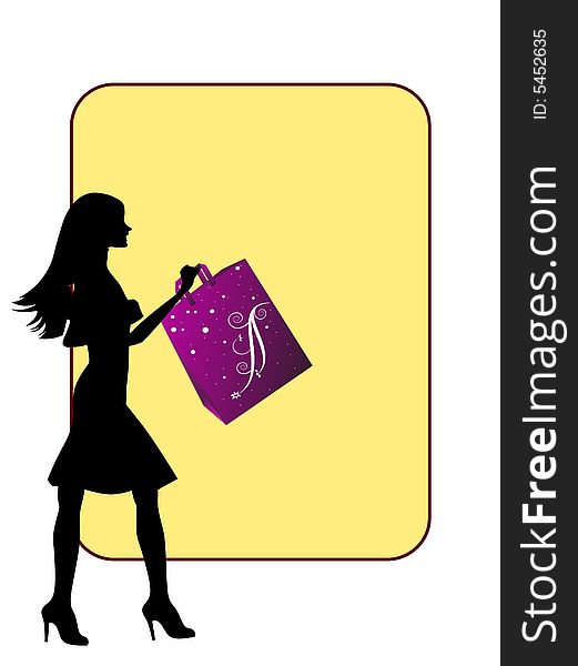 Female and bag on abstract background