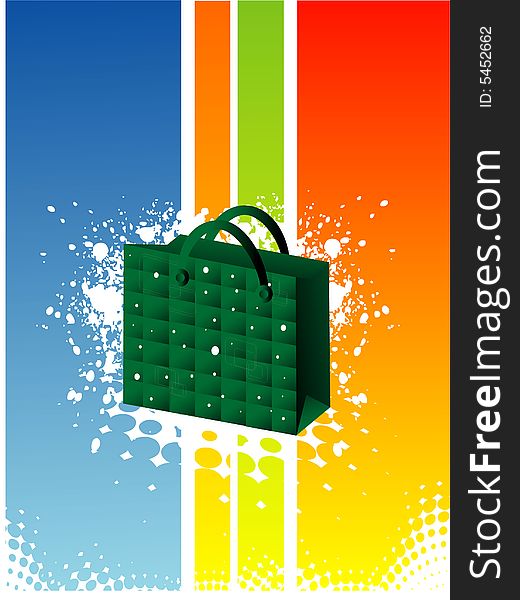 Shopping bag on grungy striped background. Shopping bag on grungy striped background