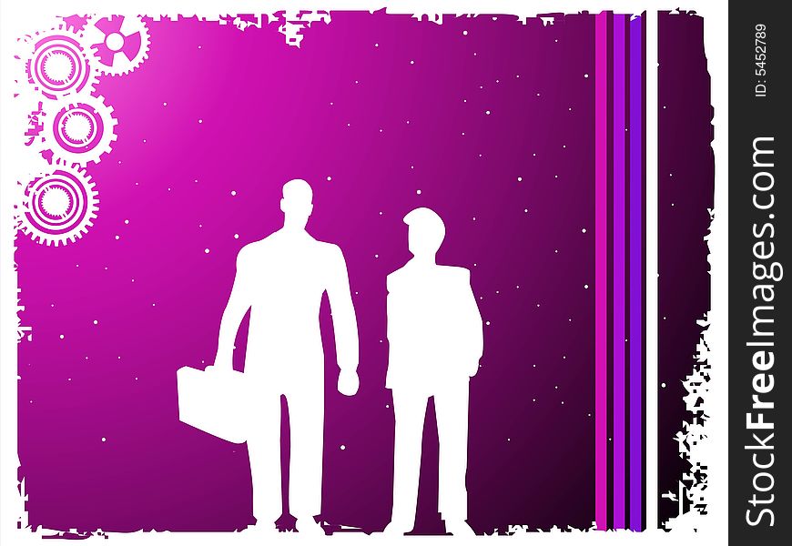 Businesspeople on dotted gradient background. Businesspeople on dotted gradient background